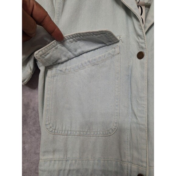 New Hunter and Brown Cotton Denim Short Sleeve Jumpsuit Womens Small Utility Y2k - Picture 10 of 15